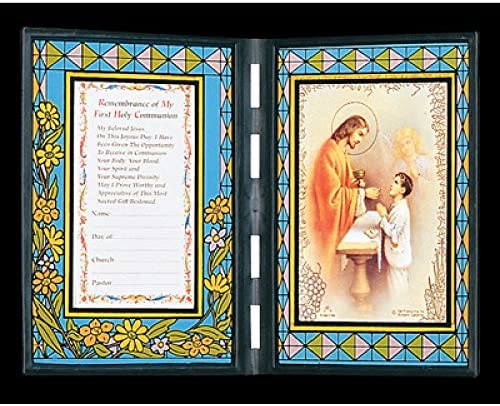12pc Catholic & Religious Gifts, Stained Glass Plaque First Communion BOY 2 Spanish
