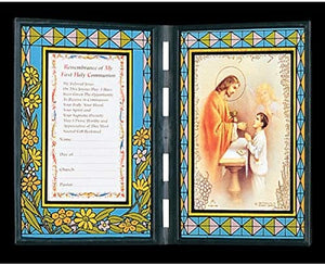 12pc Catholic & Religious Gifts, Stained Glass Plaque First Communion BOY 2 Spanish