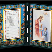 12pc Catholic & Religious Gifts, Stained Glass Plaque First Communion BOY 4 Spanish