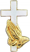 Christian Brands Praying Hands with Cross Lapel Pin - 25/pk