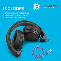 JLab Studio Bluetooth Wireless On-Ear Headphones | 30+ Hour Bluetooth 5 Playtime | EQ3 Sound | Ultra-Plush Faux Leather & Cloud Foam Cushions | Track and Volume Controls | Black