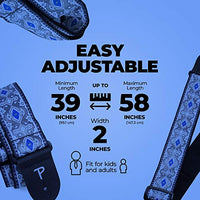 Perri’s Leathers Ltd. - Guitar Strap - Nylon - Jacquard – Royal Silver - Adjustable - for Acoustic / Bass / Electric Guitars - Made in Canada (TWS-7277)