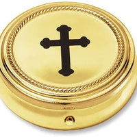 Catholic Budded Cross Gold Toned Pyx Case, 2 1/4 Inch