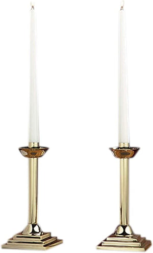 Brass Altar Candlestick Holders, Set of 2, 9 Inch