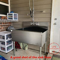 36" X 21" X 14" Bowl Stainless Steel Commercial Utility Prep 36" 1 Sink w/ 12" Wall Mounted Swing Spout Swivel Faucet with 8" Centers (Overall Dimensions: 36L" x 24.5W" x 41H")