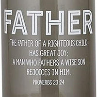 Inspirational Father Proverbs 23:24 Reusable Water Bottle with Stainless Steel Bottom and Lid, 24 Ounce