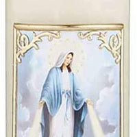 CB Church Supply Candle - Will and Baumer - Hand-Decorated Family Prayer Paraffin Devotional Candle with Decal, 8-Inch, Lady of Grace