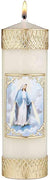 CB Church Supply Candle - Will and Baumer - Hand-Decorated Family Prayer Paraffin Devotional Candle with Decal, 8-Inch, Lady of Grace