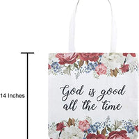 God is Good All The Time Floral Canvas Tote Bag