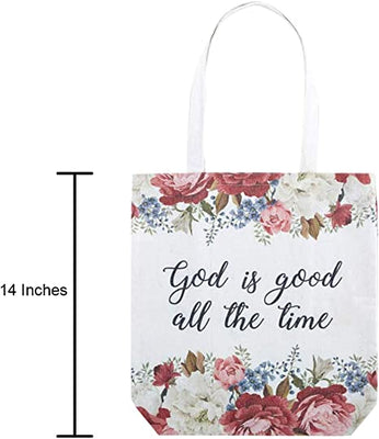 God is Good All The Time Floral Canvas Tote Bag