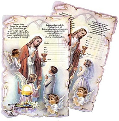 Catholic & Religious Gifts, First Communion Invitation BOY Spanish W/Envelope Quad Series 100/PKG