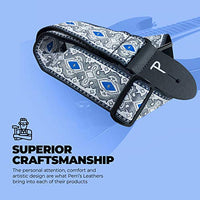 Perri’s Leathers Ltd. - Guitar Strap - Nylon - Jacquard – Royal Silver - Adjustable - for Acoustic / Bass / Electric Guitars - Made in Canada (TWS-7277)