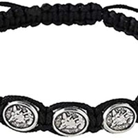 Silver Toned Archangel Saint Michael Medal on Adjustable Cord Bracelet, 8 Inch