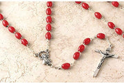 12pc Catholic & Religious Gifts, Rosary Plastic RED Silver 5MM 18" Rosary Bulk 12 PCS OR 1 DZ