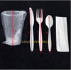 50 PACK - 9 oz. Plastic Translucent Individually Wrapped Cups and Individually Wrapped Heavy Weight White Plastic Cutlery Pack with Napkin Disposable Utensils Sets