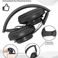 Kids Bluetooth Headphones, Wireless Headphones for Kids, Over Ear Kids Headphones with Built-in Microphone Soft Earmuffs Foldable Stereo-Bass Aux 3.5mm Cord, Children's Headsets for Boy Girl (Black)