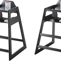 2 Pack - Ready-to-Assemble Restaurant Wood High Chair with Black Finish