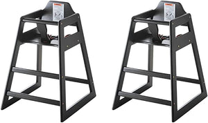 2 Pack - Ready-to-Assemble Restaurant Wood High Chair with Black Finish