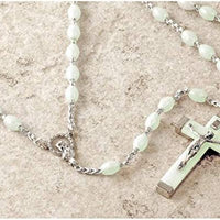 Catholic & Religious Gifts, Rosary Plastic Luminous Silver Chain 5MM 18"