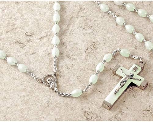 Catholic & Religious Gifts, Rosary Plastic Luminous Silver Chain 5MM 18"