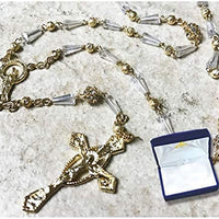Catholic & Religious Gifts, ROSARY GOLD CHAIN W/CLEAR BEADS 17"