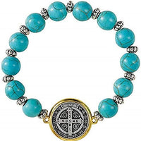 Christian Brands St. Benedict Turquoise Beaded Bracelet - 6/pk