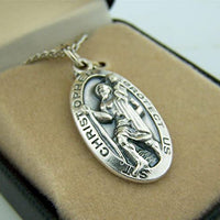 Silver Toned Base Saint Christopher Travel Transportation Medal, 1 1/16 Inch