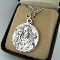 Silver Toned Base Patron Saint Joseph The Worker Father Medal, 7/8 Inch