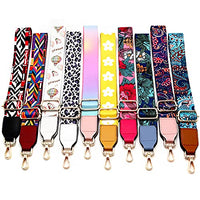 Wide Purse Strap Replacement,Flower Adjustable Guitar Style Bag Straps for Women Crossbody Handbags,Blue Leather Design at The End