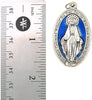 Silver Tone and Blue Enamel The Miraculous Medal Pendant, 1 3/4 Inch, Pack of 4