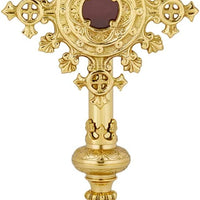 Religious Ornate Brass Monstrance Reliquary Box, 13 Inch