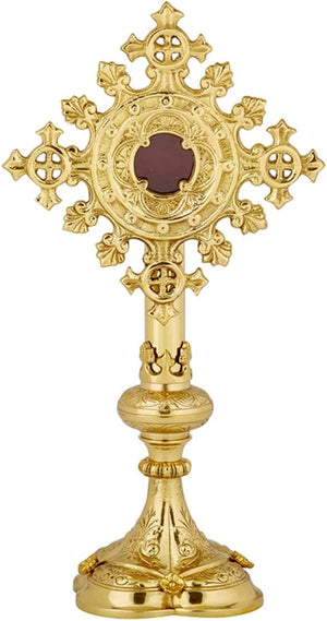 Religious Ornate Brass Monstrance Reliquary Box, 13 Inch