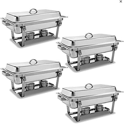 4PACK Classic Rectangle 8 Qt. Stainless Steel Full Size Chafing Dish