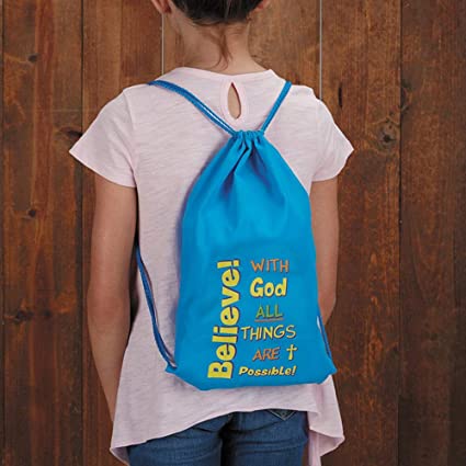 Inspirational Believe! With God All Things Are Possible Drawstring Backpack