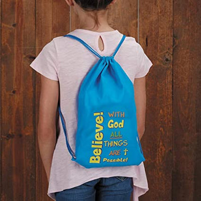 Inspirational Believe! With God All Things Are Possible Drawstring Backpack