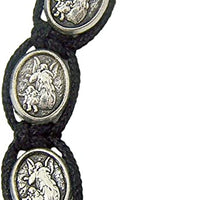 Silver Toned Archangel Saint Michael Medal on Adjustable Cord Bracelet, 8 Inch
