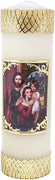 Church Supply Candle - Will and Baumer - Hand-Decorated Family Prayer Paraffin Devotional Candle with Decal, 8-Inch, Holy Family
