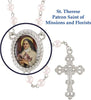 Pink Fake Pearl Saint Therese Flower of Jesus Rosary with Pouch, Confirmation Gifts for Teenage Girl