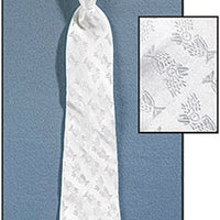 Religious Gifts Boys Holy First Communion Gift Chalice Brocade 14 Inch White Satin Adjustable Dress Tie