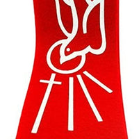 Catholic Church Ceremony Descending Dove with Cross and Rays 45" Red Felt Confirmation Stole