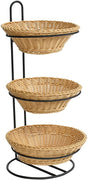 3 Tier Plastic Wicker Baskets Display Stand 12 W x 12.5 D x 24.75 H Inches