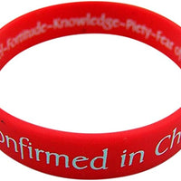 Confirmed in Christ Red Stretch Bracelet with Holy Spirit Prayer Card, Confirmation Gifts for Teenage Girl or Boys Him, 8 Inches
