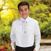 First Communion White Satin Brocade Tie with Chalice Design, 14 Inch