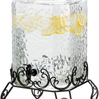 5 Gallon Hammered Glass Beverage Dispenser with Metal Stand (10 gallons)