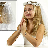 Girls Floral Crown First Communion Veil Catholic Christian Religious Head Band