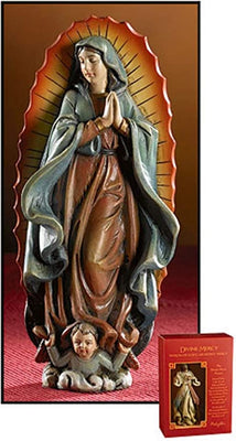 Our Lady of Guadalupe Statue Resin Figurine with Prayer Gift Box, 4 Inch