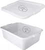 6 Pack 20" x 15" x 7" White Storage Plastic Dish Restaurant Food Bus Tub w/Lid