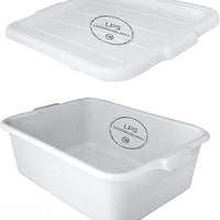 6 Pack 20" x 15" x 7" White Storage Plastic Dish Restaurant Food Bus Tub w/Lid