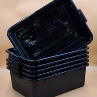 6 PACK 20" x 15" x 7" Black Polypropylene Bus Plastic Restaurant Dishwasher Tub