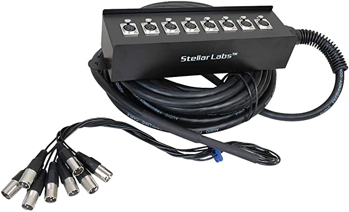 Stellar Labs Cable, 3Pos XLR Plug-Jack, 8Port, 32Ft
